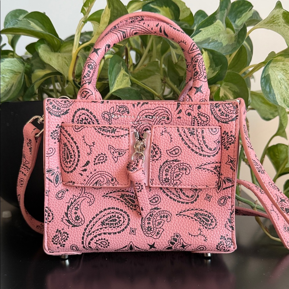 Brandon Blackwood Pink Paisley Leather Kuei Mini Handbag